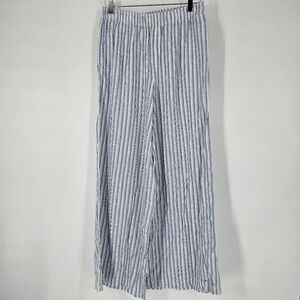 American Eagle Blue Linen Blend Pull On Wide Leg Loose Pants Size S NEW